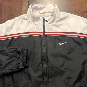 VTG Nike Jacket XL (16-18) White Black Track Windbreaker Full Zip Athleisure 90s